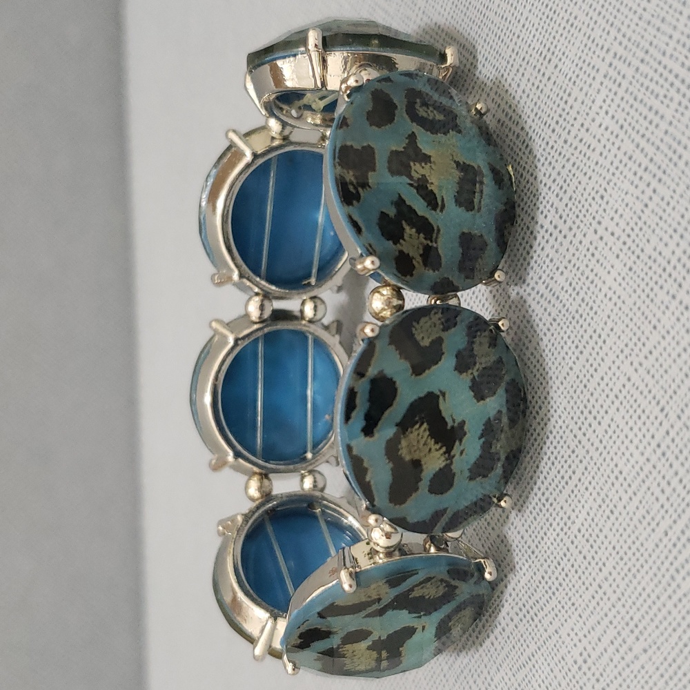 New Fun Jewelry Blue Leopard Print Stretch Bracelet
